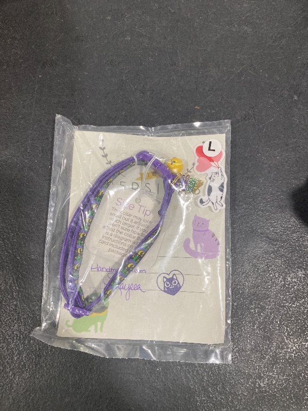 Photo 1 of Mardi Gras Cat Collar with Bell | Safety Breakaway | Adjustable Large Size or Kitten Collar (Fleur De LYS on Black, Large(10lbs & Up))