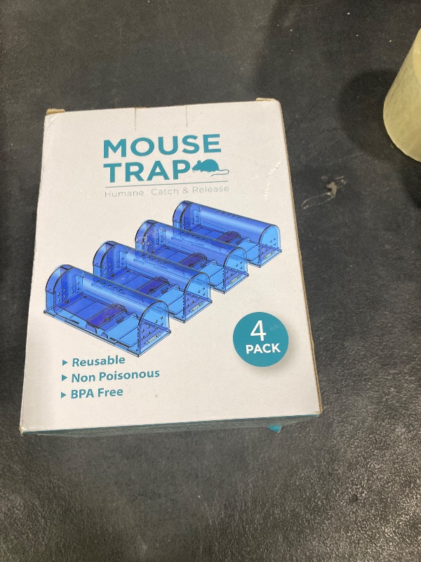 Photo 1 of lllteri Humane Mouse Traps, Catch& Release, Reusable Rat Traps, Easy to Set and Safe for Family and Pets, No Kill for Small Rodent/Voles/Hamsters/Moles, Catcher That Works for Indoor/Outdoor, 4 Pack