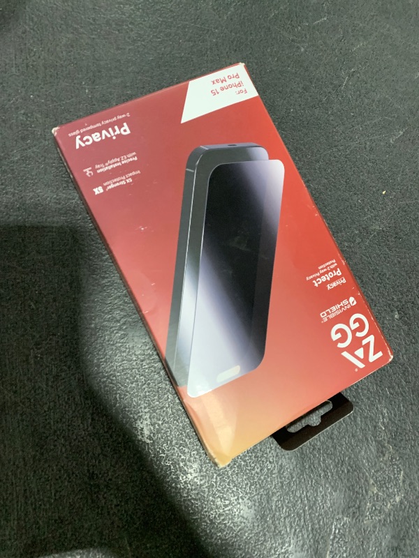 Photo 1 of ZAGG Glass Elite Privacy iPhone 15 Pro Max Screen Protector - 5X Stronger with Reinforced Edges, 2-Way Privacy Filter, Scratch & Smudge-Resistant Surface, InvisibleShield, Easy to Install