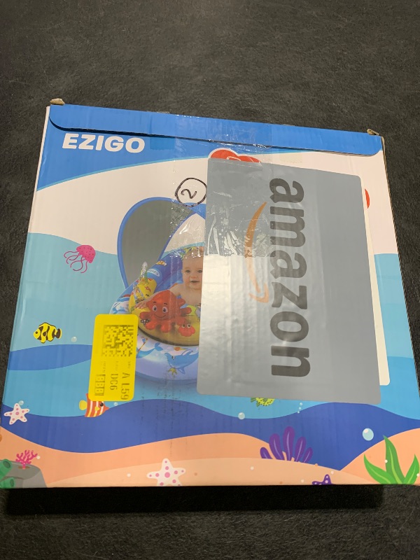 Photo 1 of EZIGO Baby Pool Float with Canopy UPF50+ Sun Protection, Inflatable Kids Pool Floats with Ocean Animal Toys for Babies 6-36 Months, Infant Swimming Float with Adjustable Safety Seat for Boys Girls