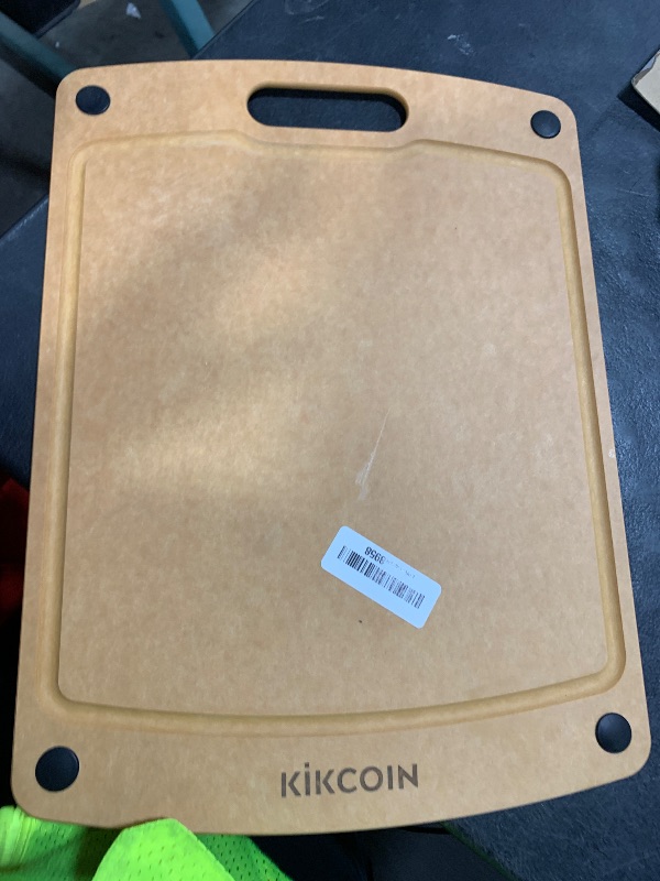 Photo 1 of Kikcoin Wood Cutting Board, Cutting Boards for Kitchen Dishwasher Safe Non-slip Chopping Board with Juice Groove, Wood Fiber Composite Cutting Board with Handle, 17.3"*12.8"