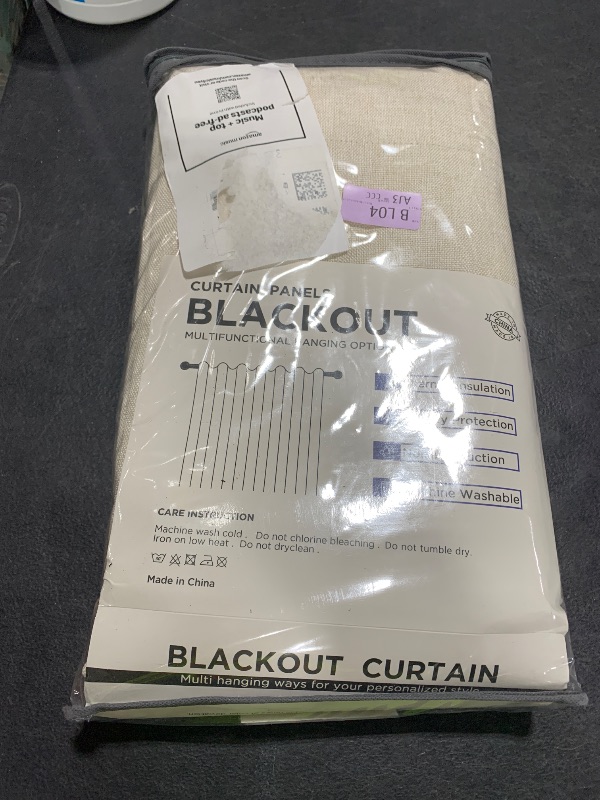 Photo 1 of 100% Blackout Shield Linen Blackout Curtains for Bedroom 90 Inches Long, Back Tab/Rod Pocket Living Room Drapes, Thermal Insulated Blackout Curtains 2 Panels Set, 50" W x 90" L,Cream