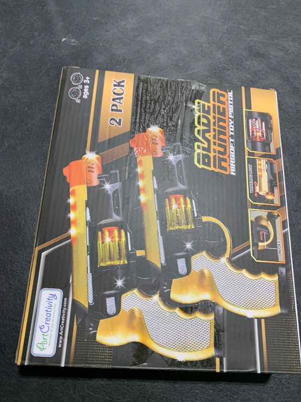 Photo 1 of ArtCreativity Blade Runner Toy Pistol Set - 2 Light Up Toy Guns with LEDs and Sound Effects, Safe Pretend Play Pistols for Kids, Fun Toy Guns for Boys and Girls with Batteries Included