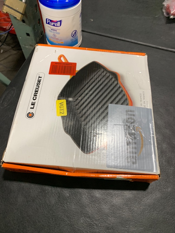 Photo 1 of Le Creuset Enameled Cast Iron Signature Square Skillet Grill, 10.25", Sea salt