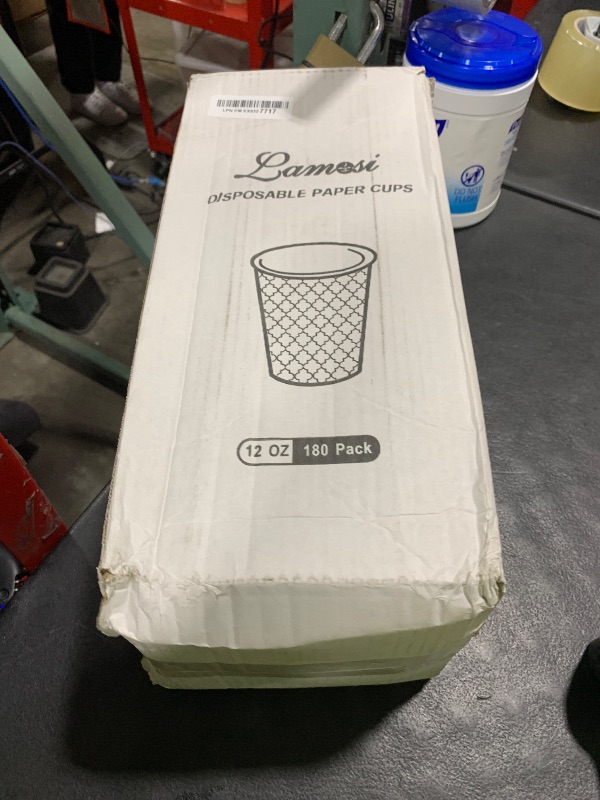 Photo 1 of Lamosi Coffee Cups 12 oz 180 Pack, Disposable Paper Coffee Cups, Disposable Cups,12 oz Hot Cup,12oz Paper Insulated Cup for Cold Hot Drinks (No Lids)