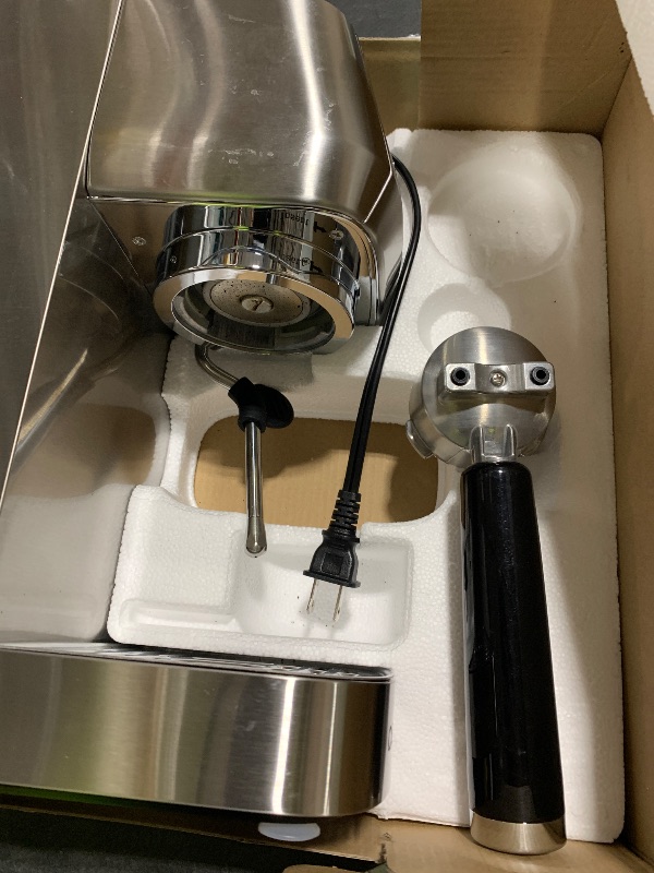 Photo 1 of CASABREWS 3700 Essential Espresso Machine 20 Bar, Stainless Steel Cappuccino & Latte Machine with Steam Frother for Home, 43.9oz Water Tank, Silver