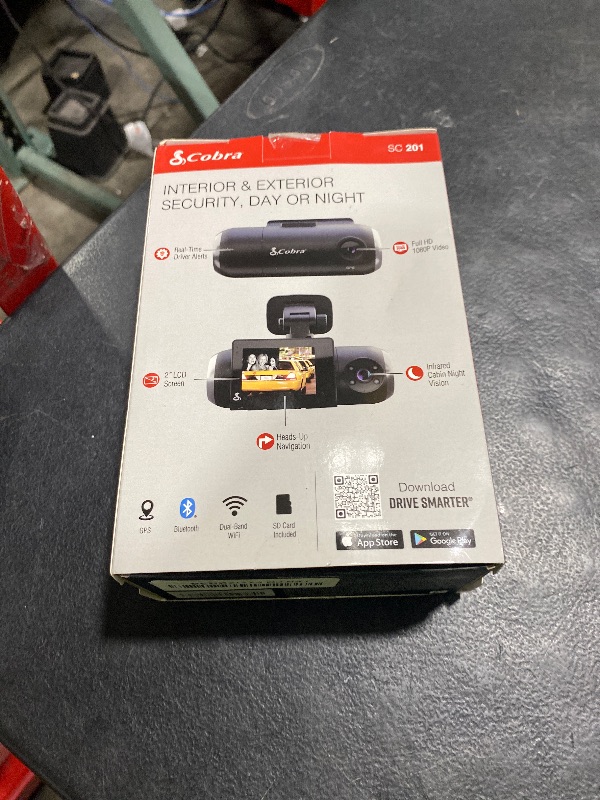 Photo 1 of Cobra Smart Dash Cam with Interior Cam (SC 201) - Full HD 1080P Resolution, Built-in WiFi & GPS, Live Police Alerts, Incident Reports, Emergency Mayday, Drive Smarter App, 16GB SD Card Incl.