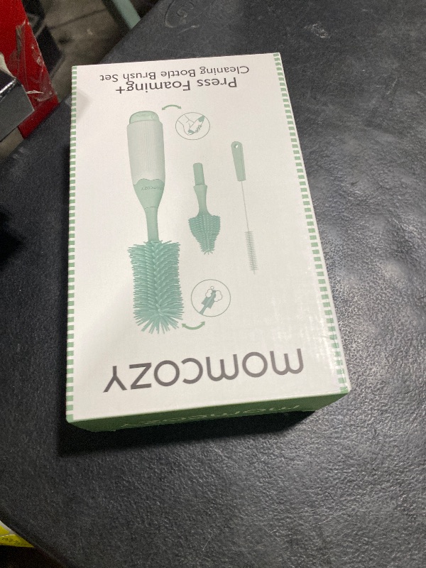 Photo 1 of Momcozy Bottle Brush Kit, Innovative Push-Press Design for Better Cleaning - Baby Bottle Cleaner Brush for Baby Bottle, Breast Pumps, Nipples, and More - Can Generate Foam for Better Cleaning, Green