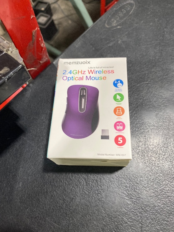 Photo 1 of memzuoix 2.4G Wireless Mouse, 1400 DPI Computer Mice with USB Receiver, Portable Wireless USB Mouse Battery Powered Cordless Mice for Laptop, PC, Desktop, 5 Buttons, Purple