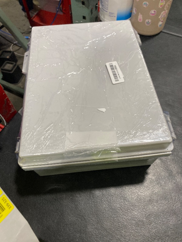 Photo 1 of IP67 Waterproof Junction Box, ABS Plastic Electrical Enclosure with Stainless Steel Latch, Hinged Cover Electric Box with Mounting Plate, Wall Brackets & Cable Glands 380x280x130mm