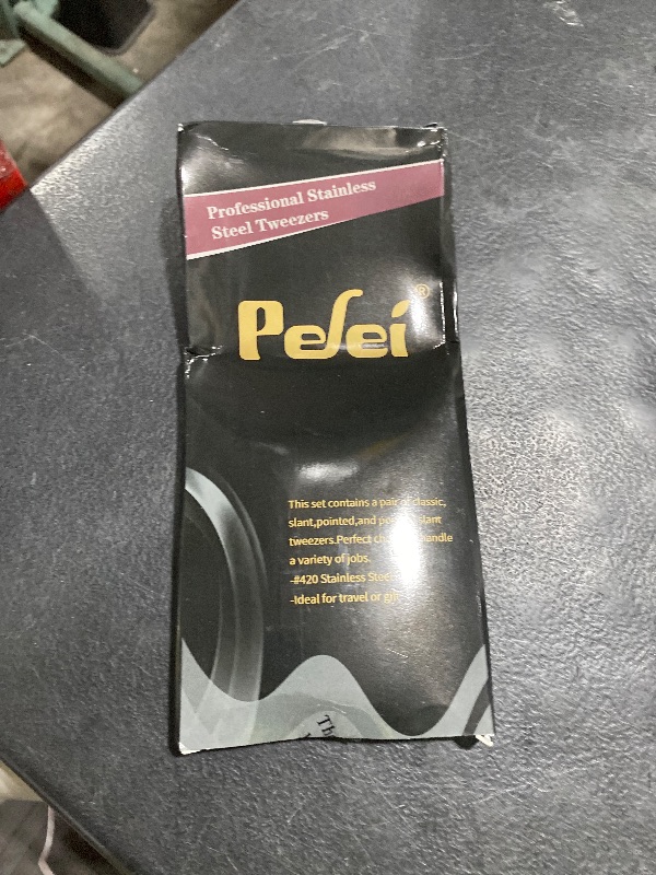 Photo 1 of Pefei Tweezers Set - Professional Stainless Steel Tweezers for Eyebrows - Great Precision for Facial Hair, Splinter and Ingrown Hair Removal (Black)