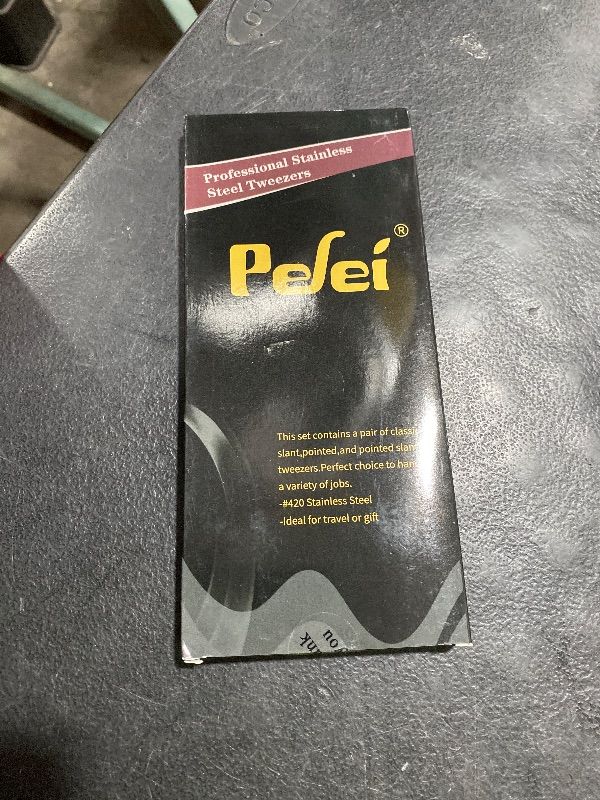 Photo 1 of Pefei Tweezers Set - Professional Stainless Steel Tweezers for Eyebrows - Great Precision for Facial Hair, Splinter and Ingrown Hair Removal (Black)