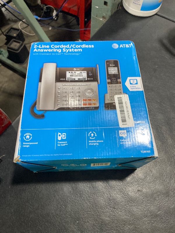 Photo 1 of AT&T TL86103 2-Line Corded/Cordless for Small Business with Answering Machine, 2-Mailboxes, Connect-to-Cell, Caller ID Announcer, Intercom, Line-Power, Long Range & Expandable to 12 Handsets