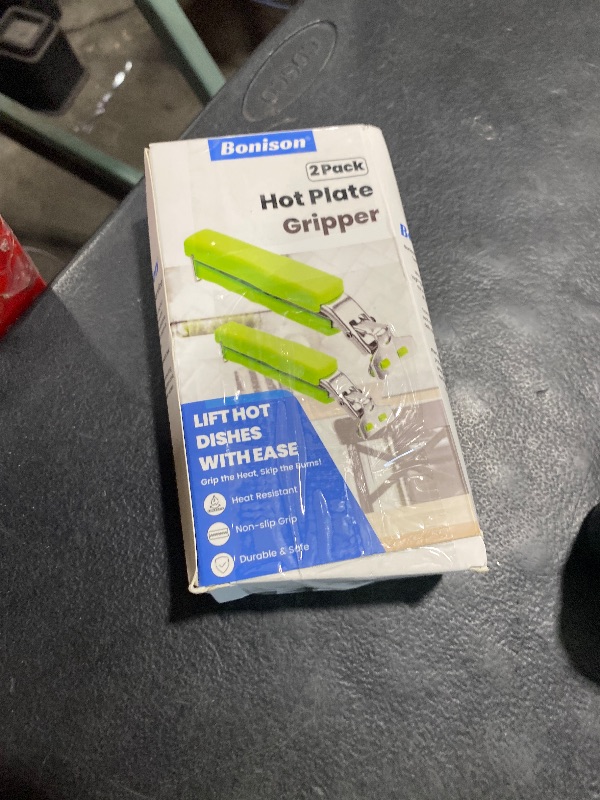 Photo 1 of 2 Pack Hot Plate Gripper Clips Holder Tongs for Moving Hot Plate Bowls Pizza Pan Air Fryer Microwave Oven with Food Out, Green