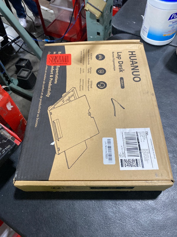 Photo 1 of Adjustable Lap Desk - with 6 Adjustable Angles, Detachable Mouse Pad, & Dual Cushions Laptop Stand for Car Laptop Desk, Work Table, Lap Writing Board & Drawing Desk on Sofa or Bed by HUANUO