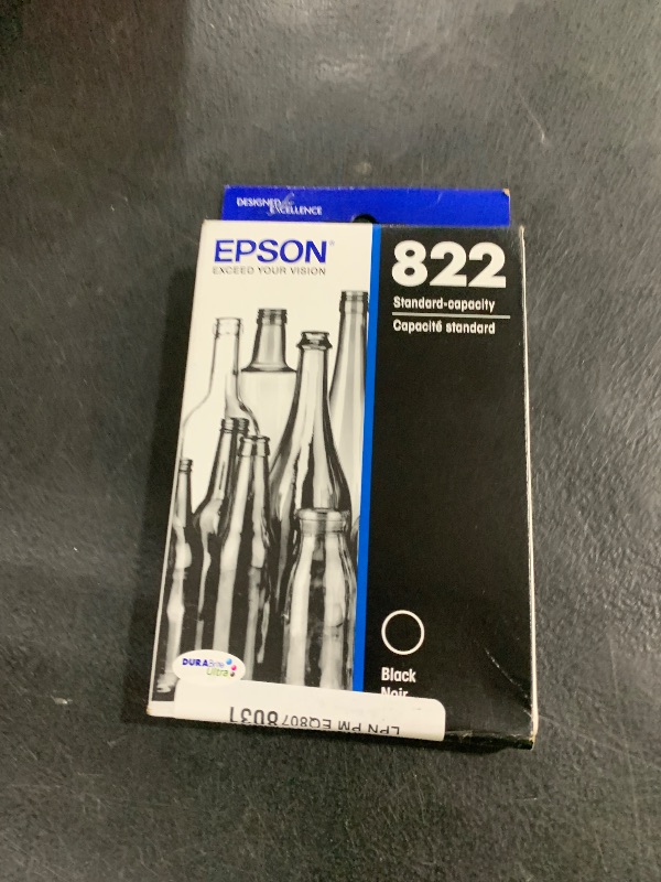 Photo 1 of EPSON 822 DURABrite Ultra Ink Standard Capacity Black Cartridge (T822120-S) Works with WorkForce Pro WF-3820, WF-3823, WF-4820, WF-4830, WF-4833, WF-4834