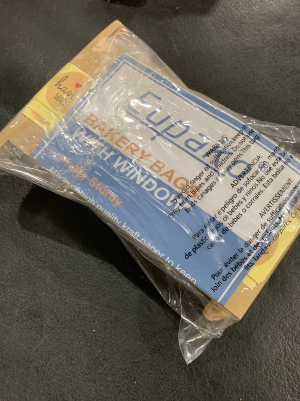 Photo 1 of Eupako 3.54x2.36x6.7 Bakery Bags with Window 50 PCS Brown Tin Tie Tab Lock Bags Kraft Paper Bags for Cookies, Coffee, Included 50 PCS Handmade Stickers