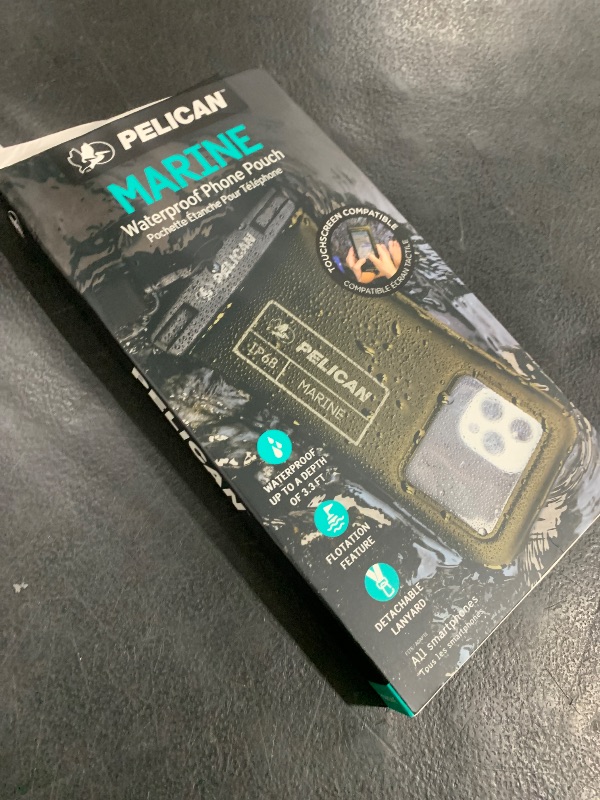 Photo 1 of Pelican Marine - IP68 Waterproof Phone Pouch/Case (Regular Size) - Floating Waterproof Phone Case - iPhone 14 Pro Max/ 13 Pro Max/ 12 Pro Max/ 11/ S23/ Pixel 7 - Detachable Lanyard - Olive Green