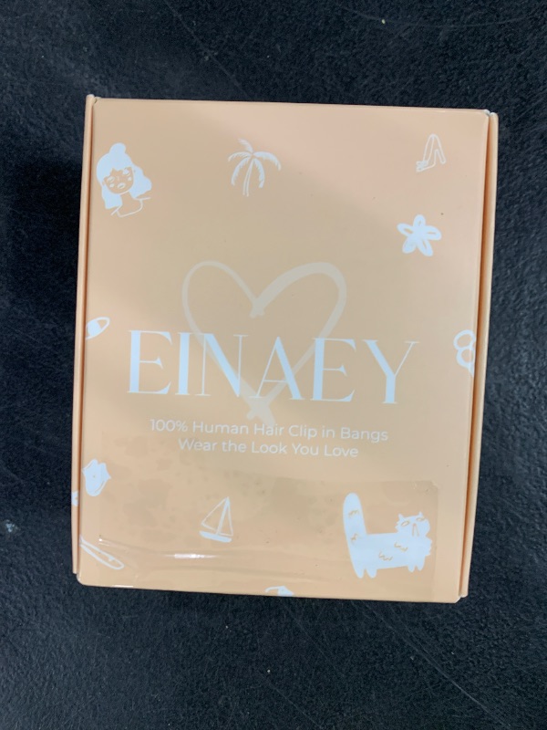 Photo 1 of EINAEY Clip in Bangs, 100% Real Human Hair Fake Bangs Clip on Bangs Hairpieces for Women Wispy Bangs Light Brown Fringe with Temples Curved Clip in Hair Extensions for Daily Wear