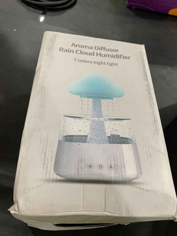 Photo 1 of Rain Cloud Humidifier Water Drip with Adjustable LED Lights White Noise Humidification Desk Fountain Bedside Sleeping Relaxing Mood (Wood)