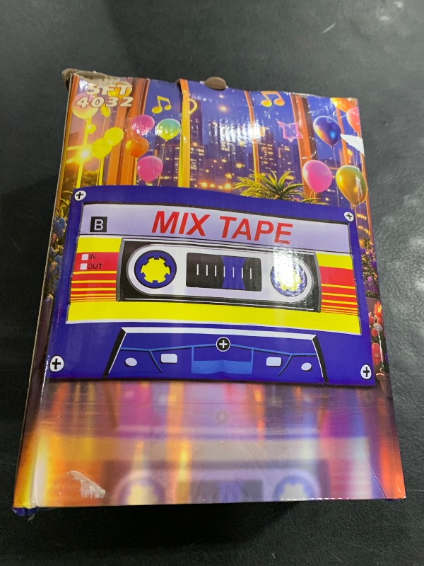 Photo 1 of 80's 90's Party Decoration 5FT Inflatable Magnetic Tape Party Decorations, Blow up LED Lights Favors, for 80s 90s Hip Hop, Birthday, Music, Disco Retro