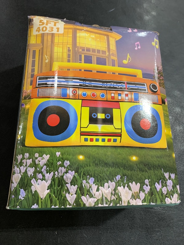 Photo 1 of 80's 90's Party Decoration 5FT Inflatable Radio Boombox Decorations, Blow up LED Lights Party Favors, for 80s 90s Hip Hop Theme, Birthday, Music, Disco Retro Theme