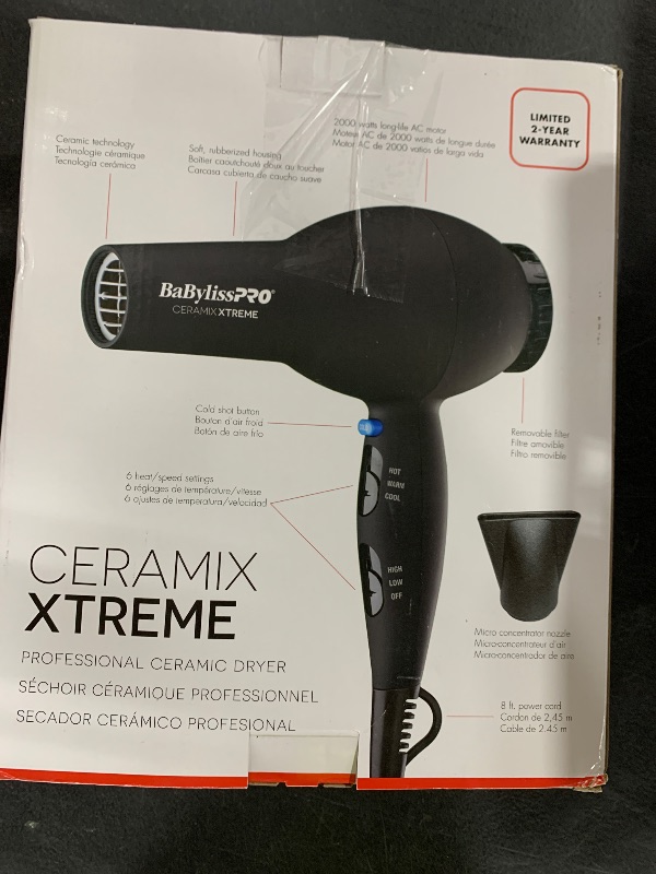 Photo 1 of BaBylissPRO Hair Dryer, Ceramix Xtreme 2000-Watt Blow Dryer, Hair Styling Tools & Appliances, BX2000