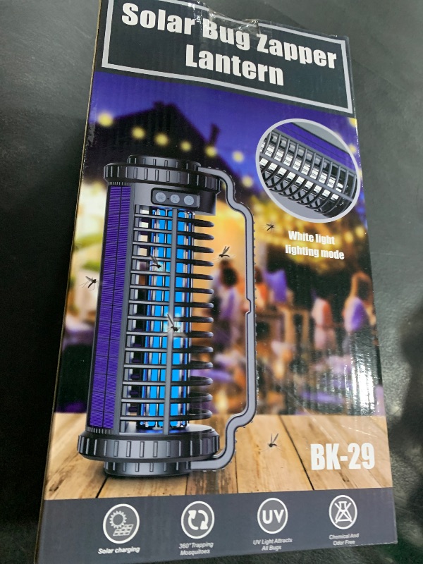 Photo 1 of Solarush Solar-Powered Mosquito Killer & Bug Zapper, 4200V Voltage, IP5 Waterproof, ABS Fireproof Material, Large Coverage Area (1/2 Acre), Long-Lasting LED Lamp Beads?(Black)
