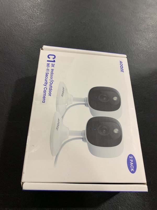 Photo 1 of AOQEE 2K Cameras for Home Security-Outdoor/Indoor Camera for Dog/Cat/Pet/Nanny/Baby, Color Night Vision, White Light, Siren, 24/7 SD Recordings, Works with Alexa/Google Home, C1 (C1-White-2pack-2.4G)