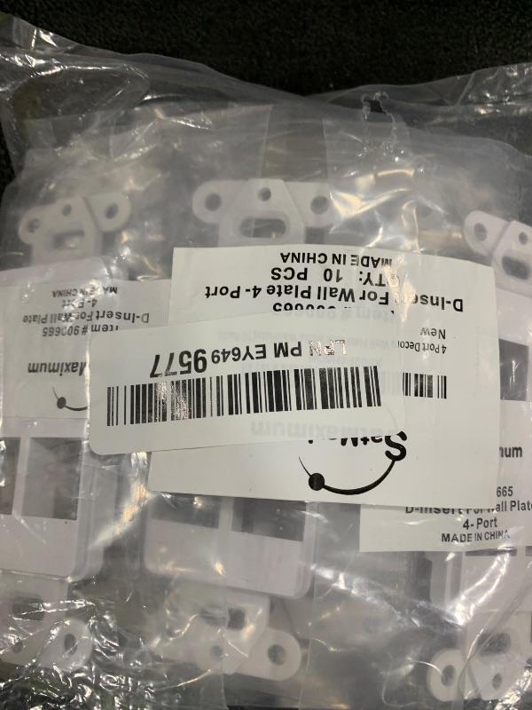 Photo 1 of 10 Pack Keystone Wall Plate 4 Port, White Decorator Insert Cover for Ethernet, HDMI, Coax, Cat6 Cat5, RJ45, Home & Office Installations