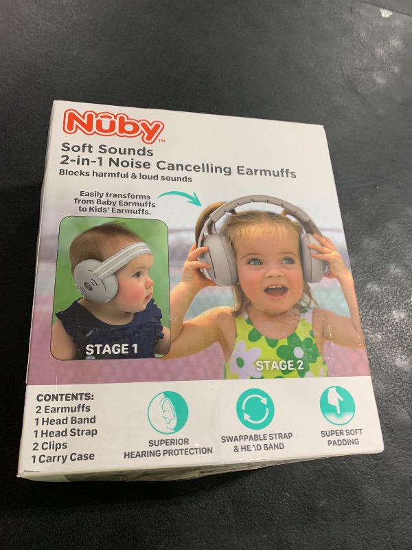 Photo 1 of Nuby Soft Sounds 2-in-1 Noise-Canceling Baby Earmuffs with Travel Case - Adjustable Noise Protection for Infants and Toddlers - Orange