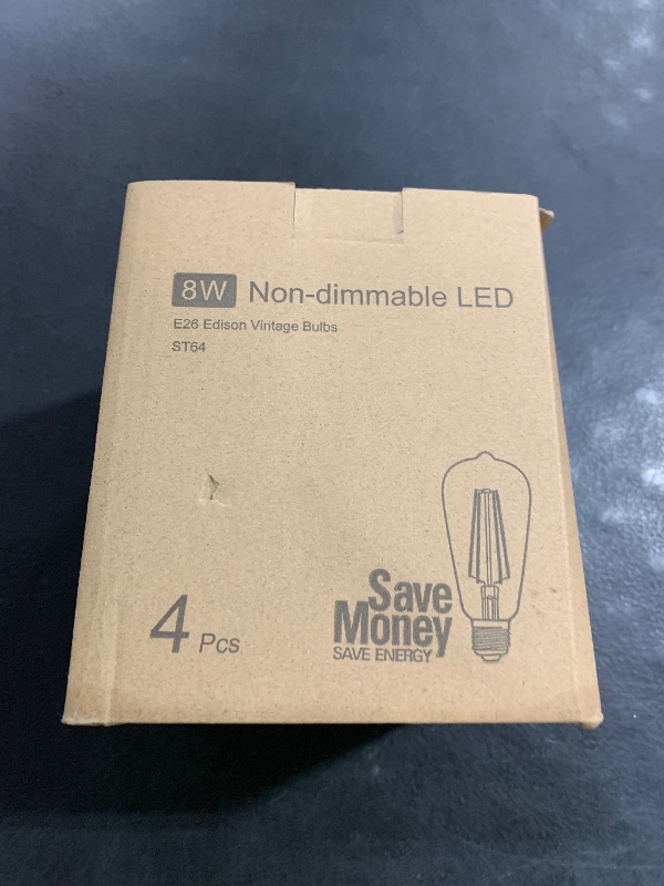 Photo 1 of 4-Pack Vintage 8W ST64 LED Edison Light Bulbs 100W Equivalent, 1400LM E26 Light Bulbs, 2700K Warm White, Antique Filament LED Bulbs, CRI 90+, Clear Glass, Great Bulb for Home, Bedroom, Non-Dimmable