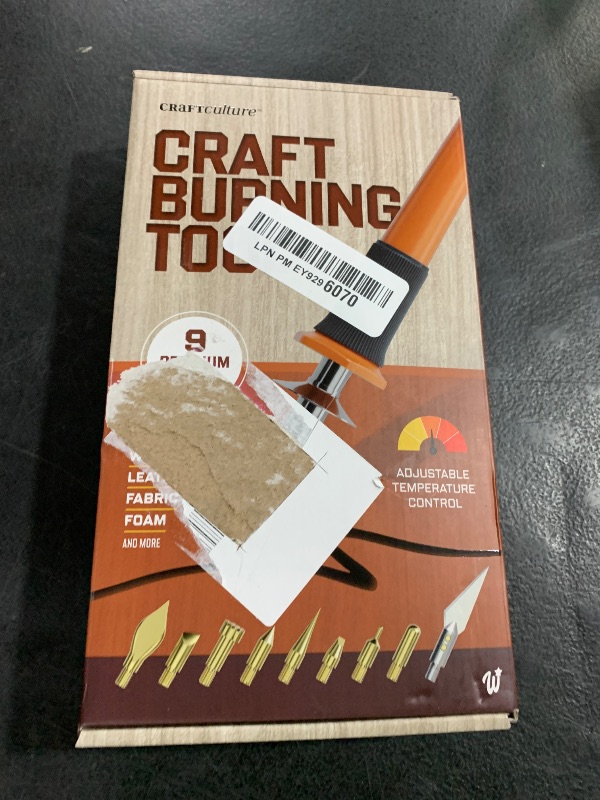 Photo 1 of Craft Culture Wood Burning Tool Pen - Craft Burning Tools for Adults & Teens - Wood Burner Kit, Engraver, Carver, Pyrography, Woodburning - Includes 9 Premium Tips - Adjustable Temperature Control