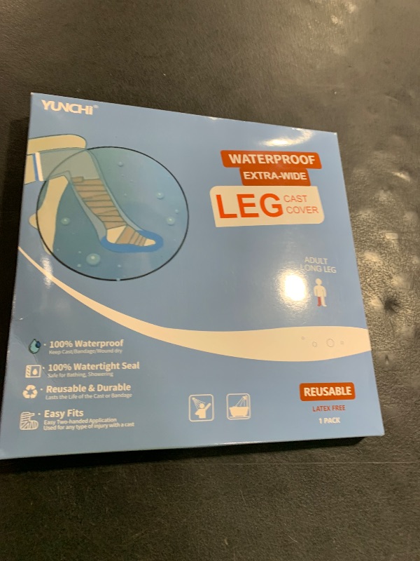 Photo 1 of YUNCHI Upgraded Extra Wide Full Leg Cast Cover for Shower after Knee Surgeries with Non-Slip Bottom for Leg Wounds, Bandage, Large Cast, Knee Immobilizer/Brace, Walking Boots, Reusable