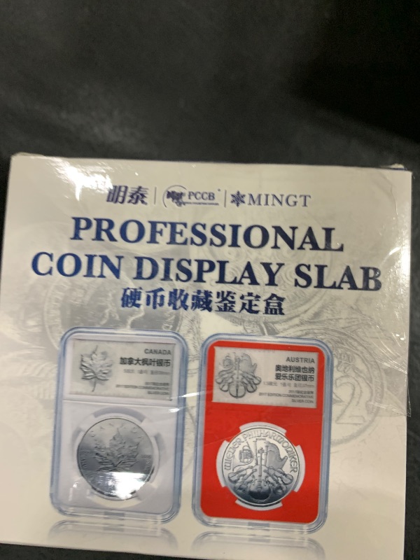 Photo 1 of 10 Packs 40mm Coin Slab Display Holder, Storage Case for American Silver Eagle 1 oz Coin, Clear Acrylic Cases for Coin Organize and Collection, Four-Point Fixation Coin Slab Capsules Protector