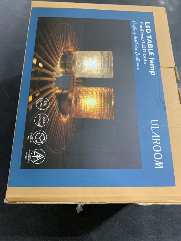Photo 1 of 2 Pack Battery Operated Decorative Aesthetic Lamp with Timer for Dorm/Office/ Patio/Bedside/,Small Cordless Table Lamps with LED Warm Bulb for Shelf/Coffee Table/Entryway/ Mantle/Dresser Decor(Clear)