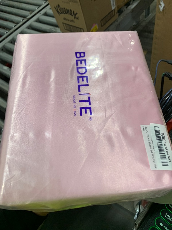 Photo 1 of BEDELITE Satin Sheets Full Size Bed Set, Luxury Soft Pink Silky Sheets for Hair and Skin, Similar to Silk Bed Sheets Set 4 Pieces with 1 Deep Pocket Fitted Sheet, 1 Flat Sheet, and 2 Pillowcases
