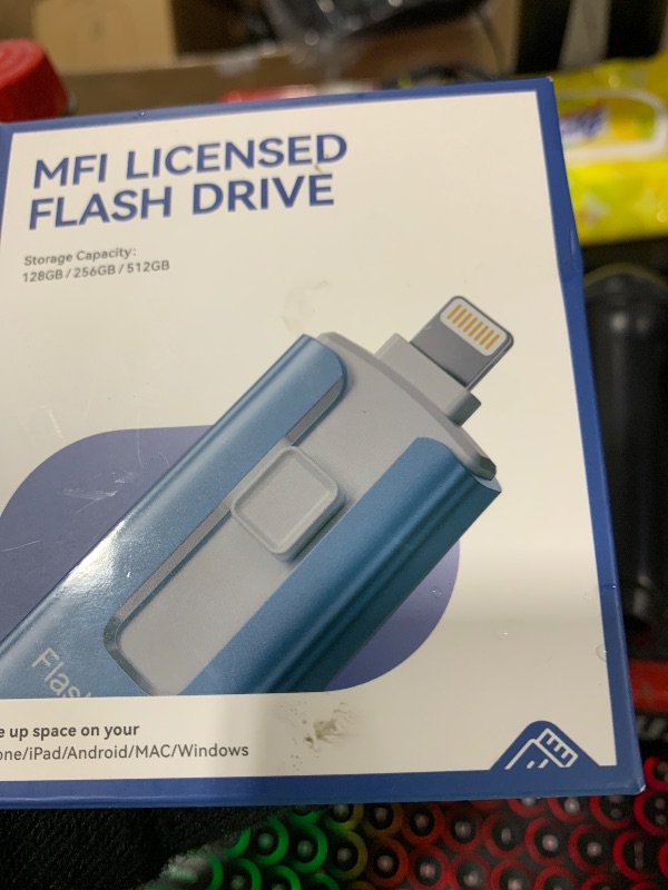 Photo 1 of MFi Certified 512GB Flash Drive for iPhone iPad, Photo Stick for External Memory Storage, Easily Back Up and Save Files, USB Memory Stick Thumb Drive for iPhone/iPad/Android/PC (Blue, 512GB)
