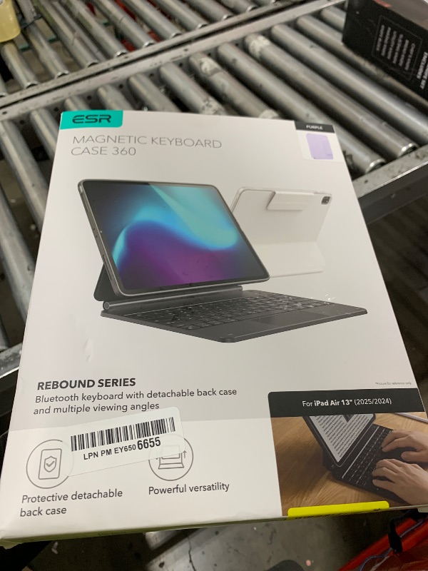 Photo 1 of ESR iPad Air 13 Inch Case Keyboard (M3/M2, 2025/2024), Easy-Set Magnetic Stand, Portrait/Landscape Mode, Removable Case with Multi-Touch Trackpad, Rebound 360 Series, Purple