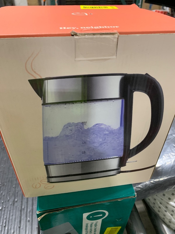 Photo 1 of Speed-Boil Electric Kettle For Coffee & Tea - 1.7L Water Boiler 1500W, Borosilicate Glass, Easy Clean Wide Opening, Auto Shut-Off, Cool Touch Handle, LED Light. 360° Rotation, Boil Dry Protection