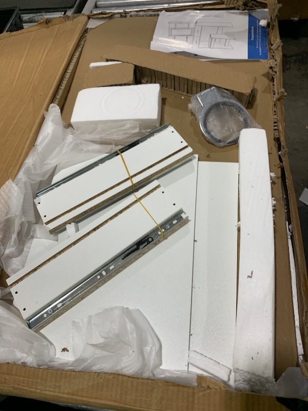 Photo 1 of QUALIKRAFT Vanity Set with Lights and Stool, Vanity Desk with Mirror and Lights?Vanity Power Outlet,Vanity Desk with Drawers, White Vanity with Lighted Mirror?Dressing Table Set with 2 Large Drawers 