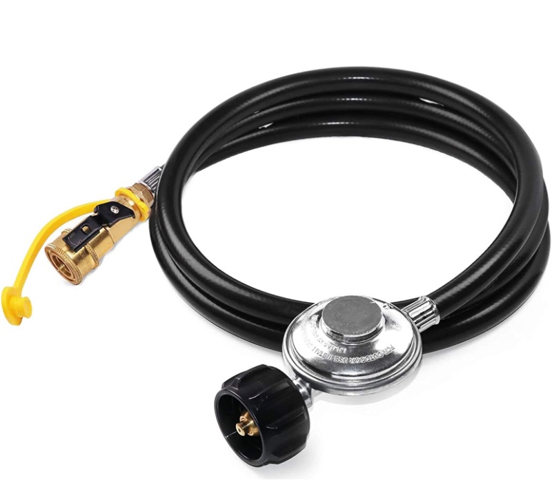Photo 1 of DOZYANT 6 Feet Quick Connect Propane Hose with Regulator Replacement for Olympian 5100, 5500 RV Grill Parts and Other Low Pressure LP Gas Grill, Heater, 1/4" Female Quick Connect Adapter x Acme Nut (Color: Gray) 