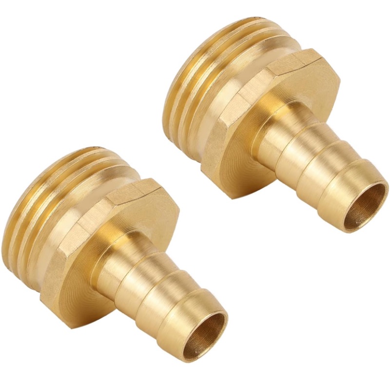 Photo 1 of 2pcs Solid Brass 1/2" PEX Barb to 3/4" GHT Male Garden Hose Connector, Heavy Duty Leak-Proof Fitting for Repair & Splicing