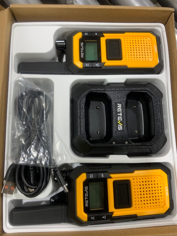 Photo 1 of Retevis RB48 Heavy Duty Walkie Talkies, Waterproof Two Way Radio, Advanced Triple Proof, 2000 mAh, Emergency, 2 Way Radio Long Range for Job Site (4 Pack) Yellow