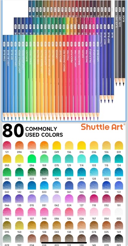 Photo 1 of Shuttle Art 80 Colored Pencils, Colored Pencils for Adult Coloring, Soft Core Color Pencil, Drawing Supplies for Adults Kids Artists Beginners Drawing Coloring Sketching
