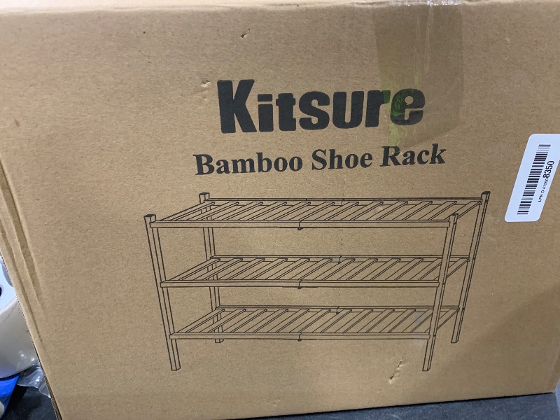 Photo 1 of Kitsure Bamboo Wooden Shoe Rack for Closet - Stackable Shoe Organizer with Modular Structure, Space-Saving Shoe Shelf for Entryway, Living Room, Bedroom, 26.8" x 11" x 18.9", Natural