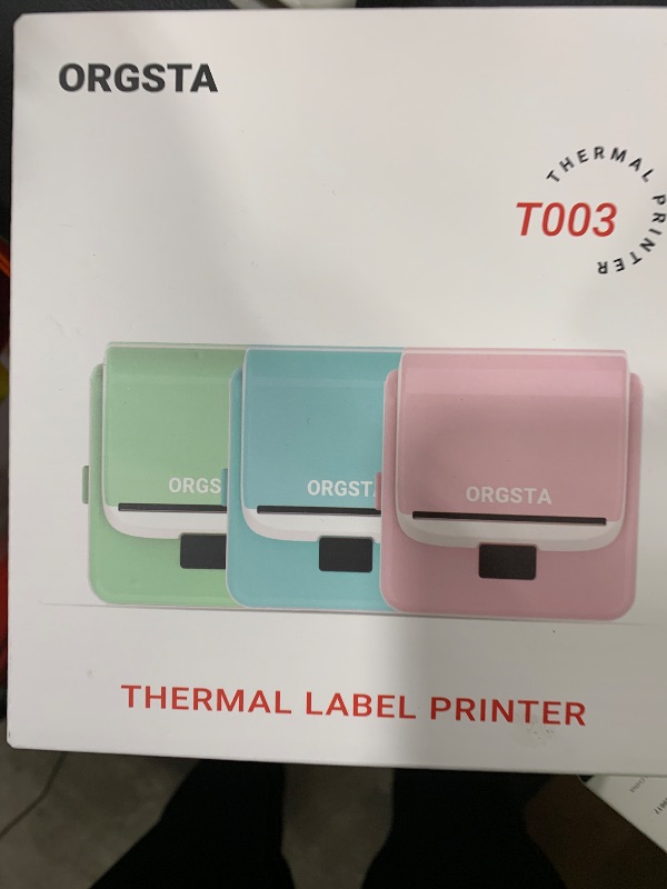 Photo 1 of ORGSTA Label Maker Machine with Tape, T003 Thermal Label Maker, 3.15 Inch Bluetooth Label Printer Compatible with Phone & PC, Sticker Printer Barcode Thermal Maker for Small Business, Home, School