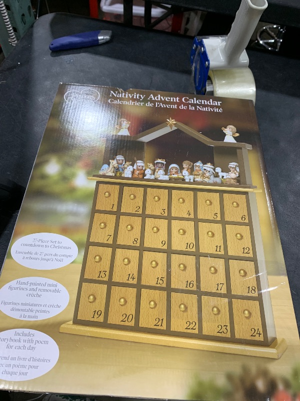 Photo 1 of Precious Moments"" O Come Let Us Adore Him Nativity Advent Calendar -27 Pieces, Multicolor, Brown, 13.5"" h x 10"" w x 2.5"" d (181402)