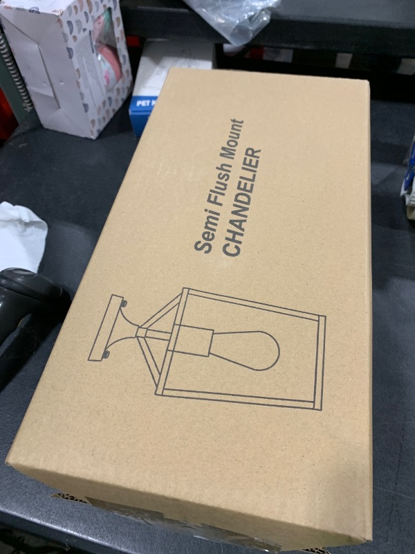 Photo 1 of ?Upgraded?Semi Flush Mount Ceiling Light, Black Industrial Ceiling Light Fixtures, Farmhouse Light Fixture for Hallway Stairway Garage Living Room Dining Room Balcony?Not waterproof, Not for Outdoor?