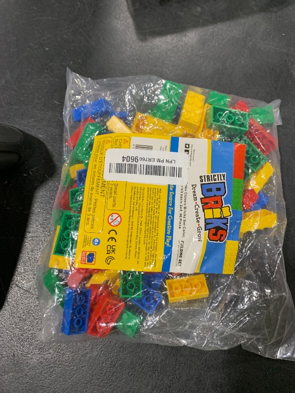 Photo 1 of Strictly Briks Building Blocks Starter Kit - Compatible with All Major Brick Brands - 96 2x4-Stud Bricks in Blue, Green, Red & Yellow - Creative Building Play Set for Ages 3 & Up